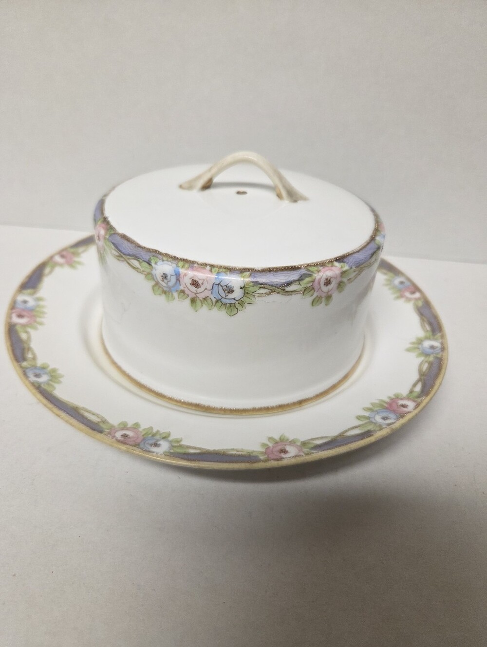 Vintage 20s RC Hand-painted Porcelain Nippon Cheese/Butter Dish and Lid